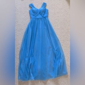 Beautiful long blue tule size small prom dress